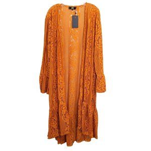 Lucky & Blessed NWT bell sleeve lacy crochet long kimono